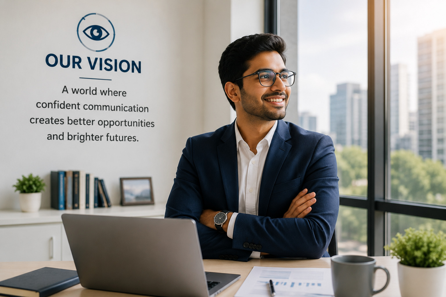 Professional using English confidently
